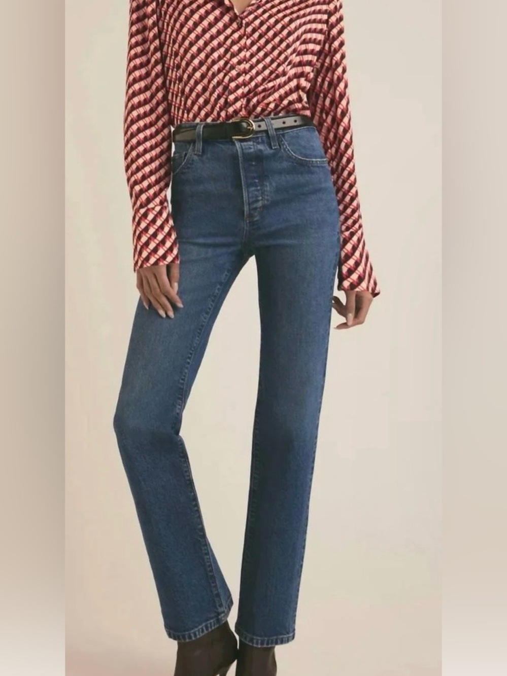 Favorite Daughter Straight-Leg High-Rise Jeans in Deep Blue